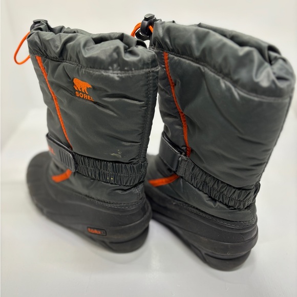 Sorel Kids Youth Size 3 Winter Snow Boots Gray Orange Waterproof Insulated - Picture 5 of 13